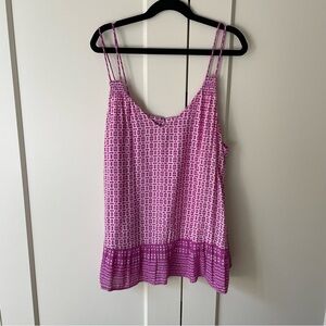 Gap Pink Batik Silk Ruffle Tank